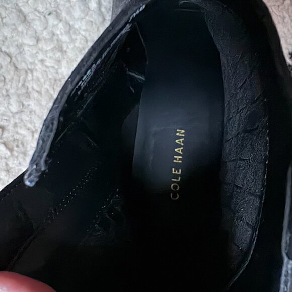 Cole Haan women's size 7.5B black leather Maci booties goth whimsigoth minimal - Picture 2 of 9